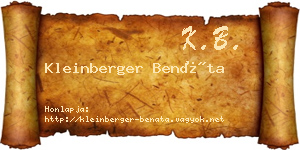 Kleinberger Benáta névjegykártya